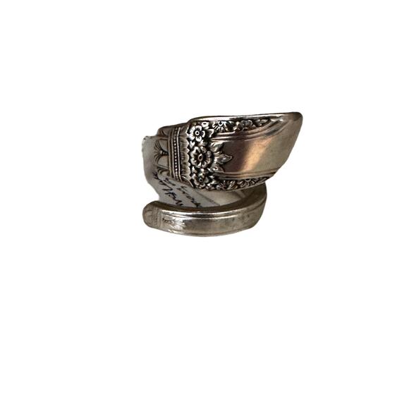 Size 8 Sterling Silver Plated Spoon Rings 1947 First Love Pattern - Picture 2 of 10
